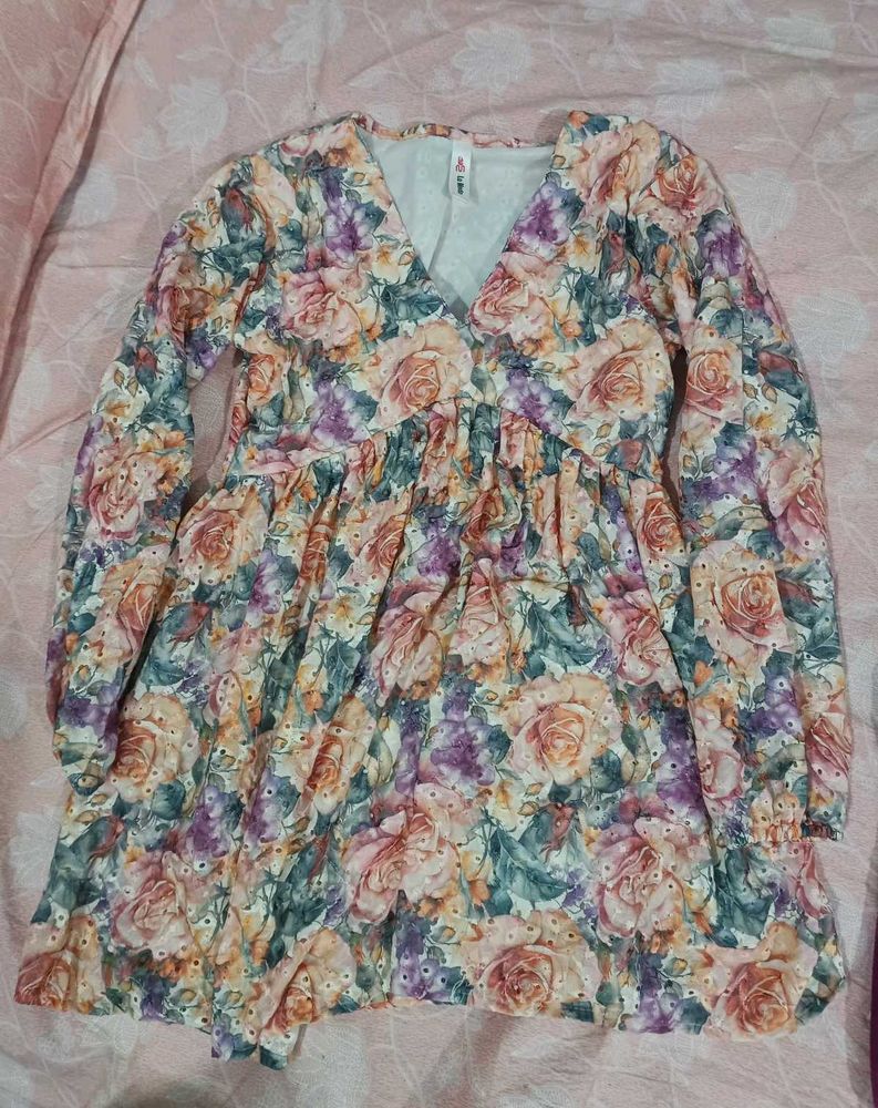 Vintage Floral Print Mini dress Top