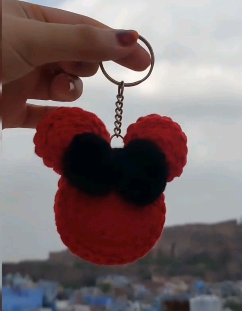 Crochet Handmade Mickey Mouse 🐭 Shaped Keychain