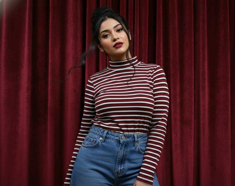 Striped Turtleneck Top