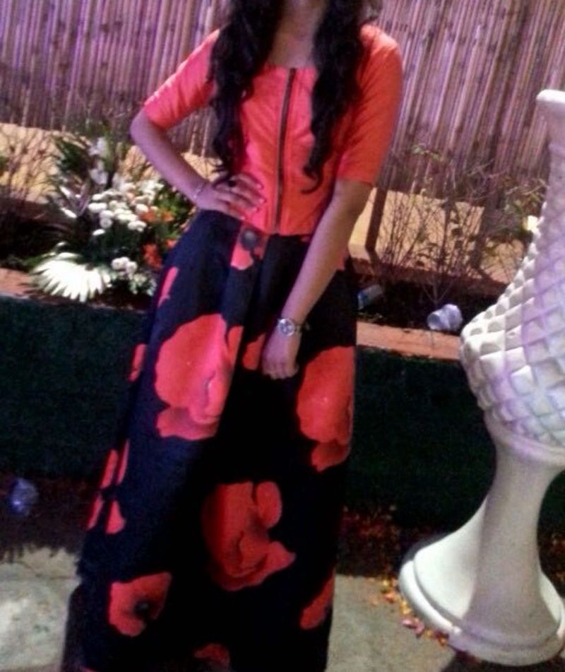 Stunning Orange &amp; Black Floral Lehenga Choli