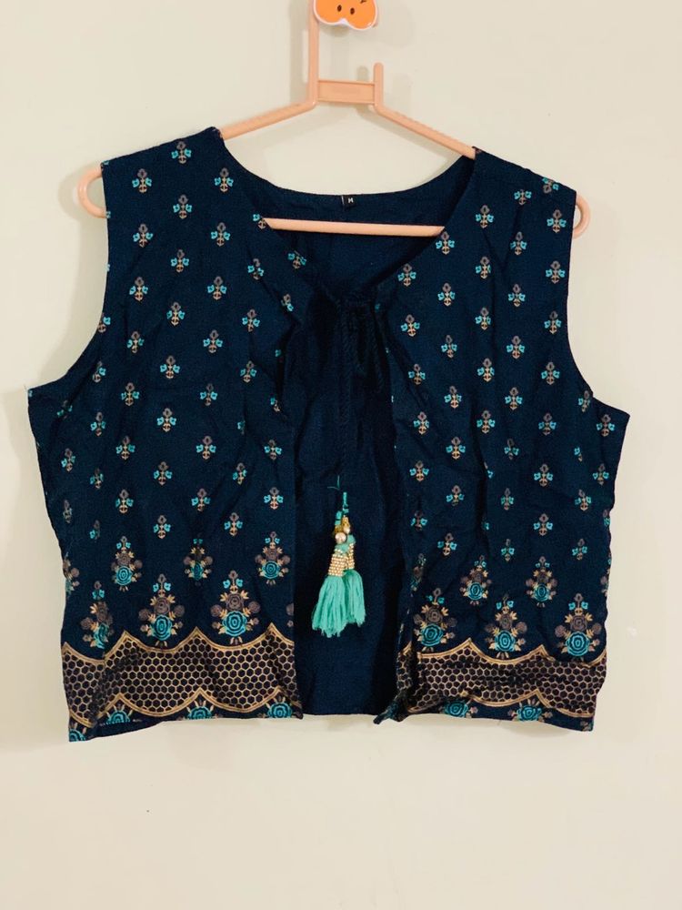Ethnic Printed Sleeveless Shrug