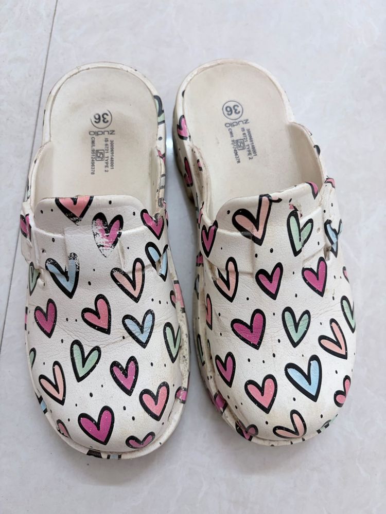 Cute Heart Print Clogs