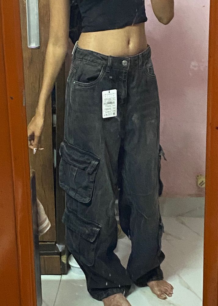 Grey Cargo Jeans