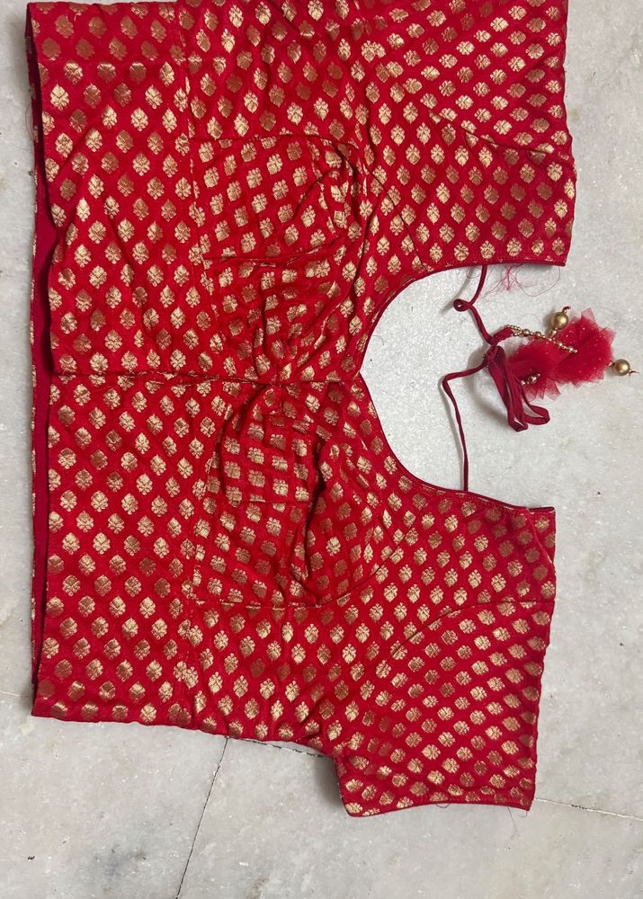 Red &amp; Gold Brocade Blouse