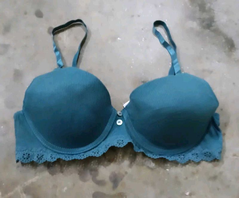 Teal Ribbed Bra
