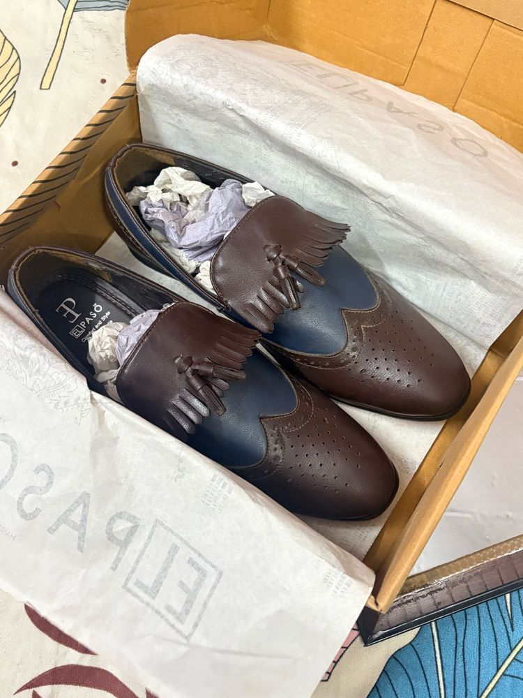 Men's Leather Loafers - Brown &amp; Blue