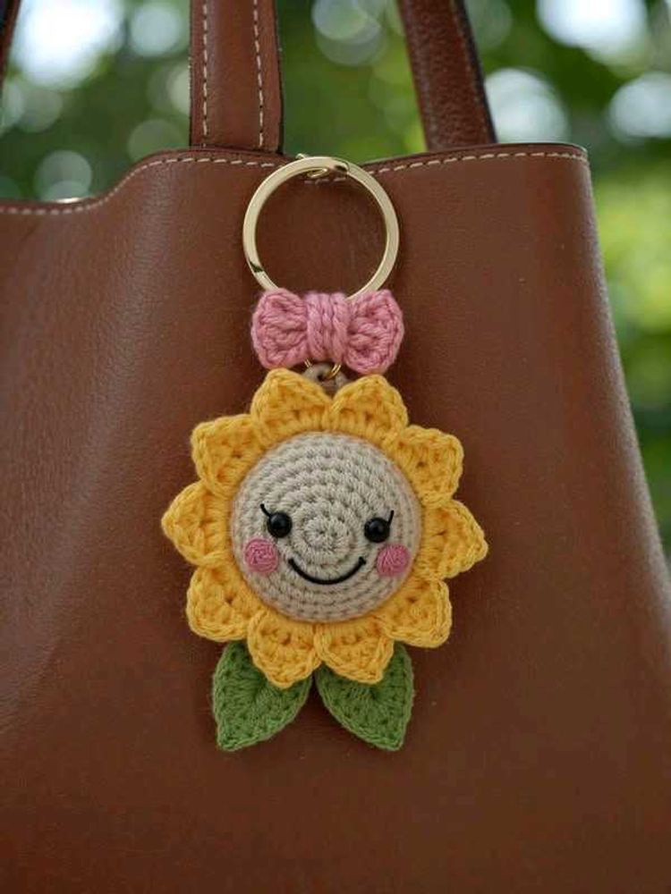 handmade crochet flower keychain