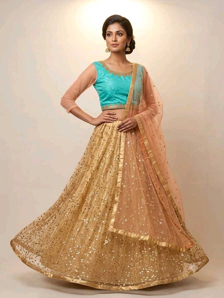Sparkling Golden Lehenga Choli