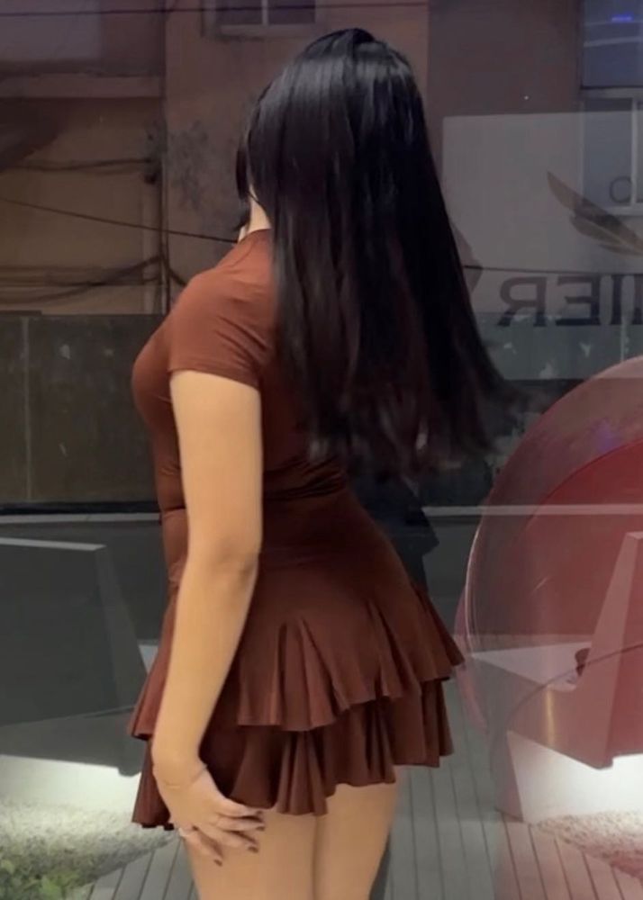Chic Brown Ruffled Dress
