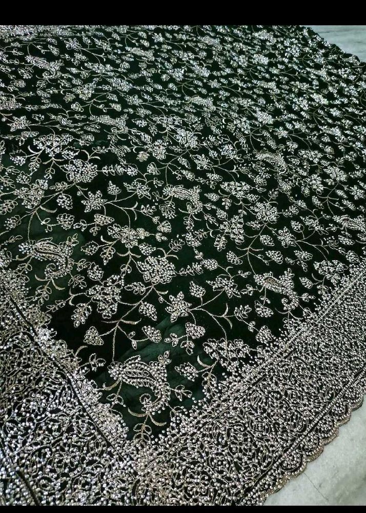 Elegant Dark Green Embroidered Saree