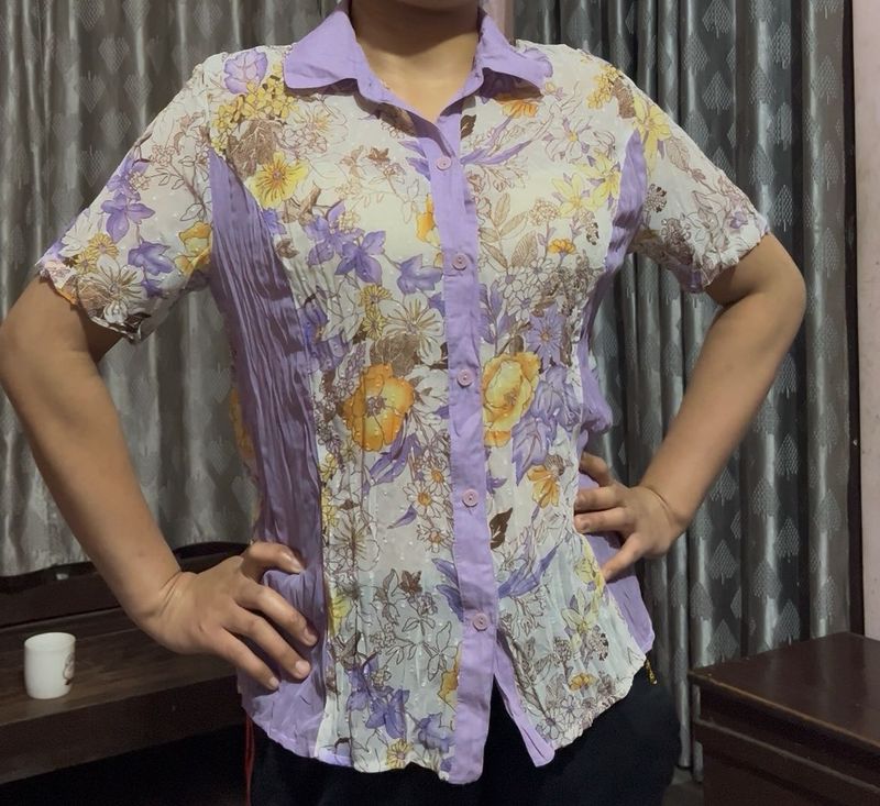 Floral Print Button-Up Blouse