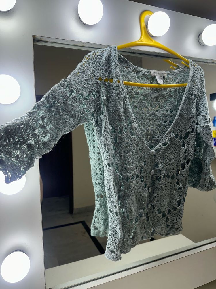 Crocheted Button-Up Cardigan