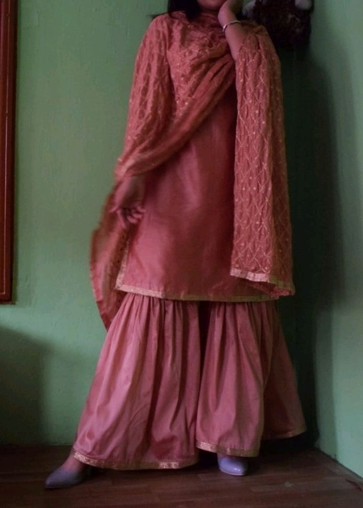 Peach Color Sharar Set