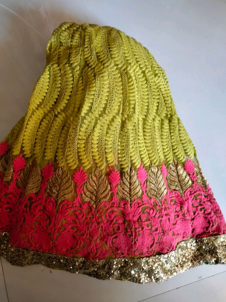 Designer ghagra skirt with lace belt on waist