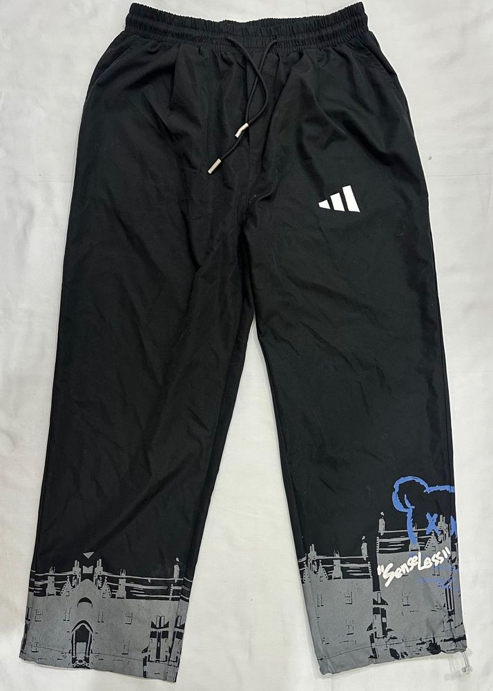 Black Printed Track Pants | Stylish Graphic Design