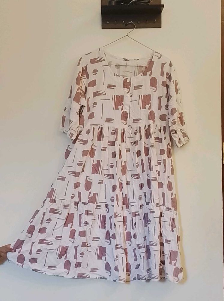 White Dress with Abstract Print