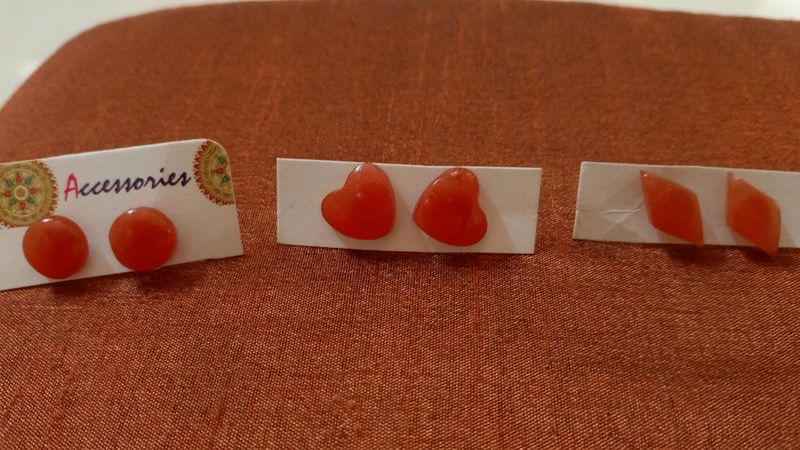 Resin Stud Earrings Set Of 3