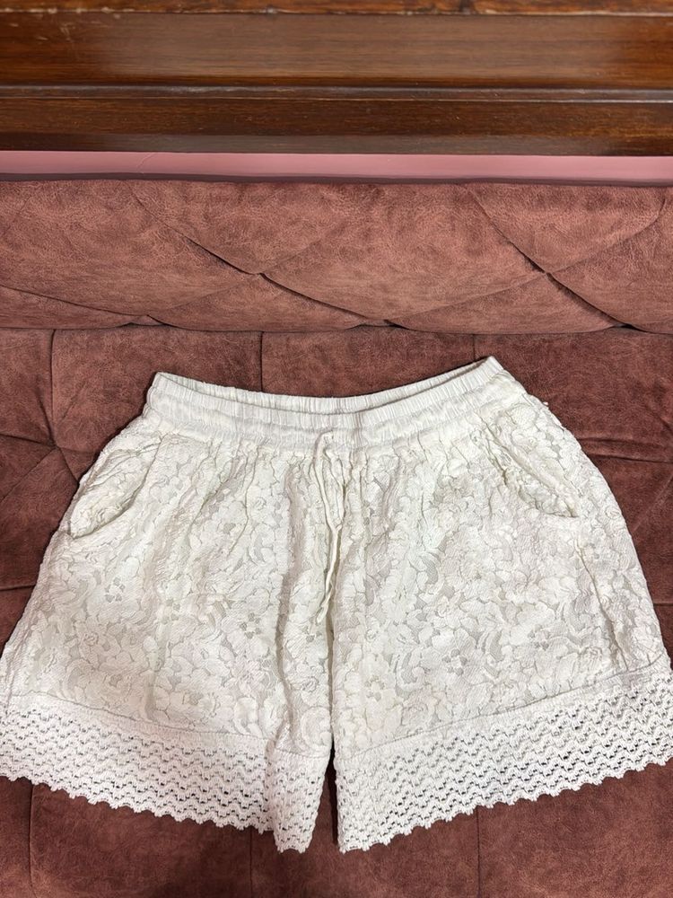 White Lace Shorts