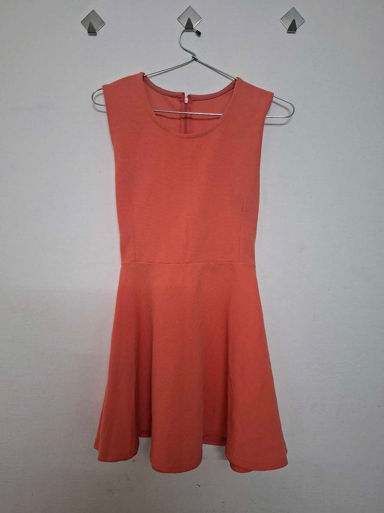 Women's Sleeveless Orange Skater Dress