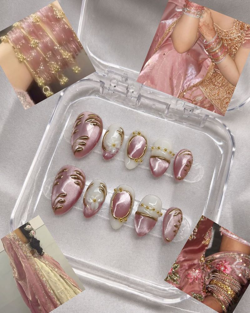 Bridal Cat Eye Press-On Nails