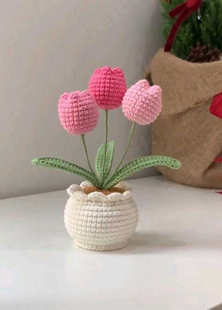 Crocheted Tulip Potted Plant