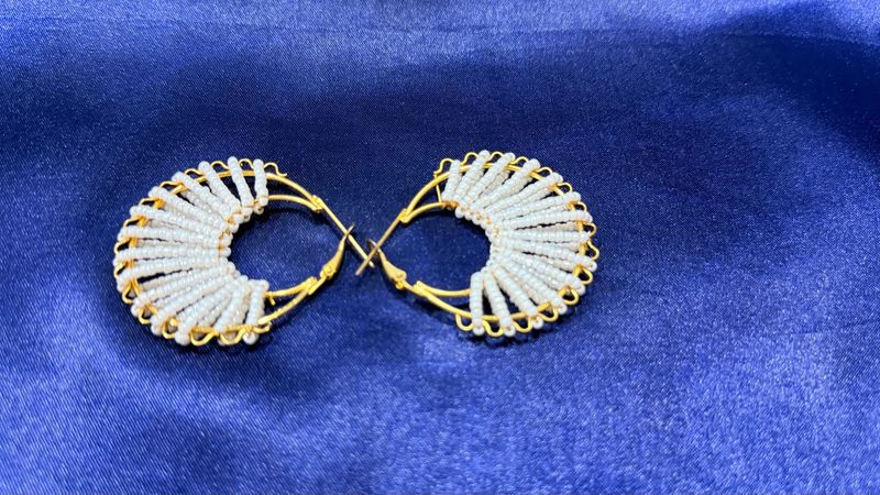 Elegant Beaded Hoop Earrings