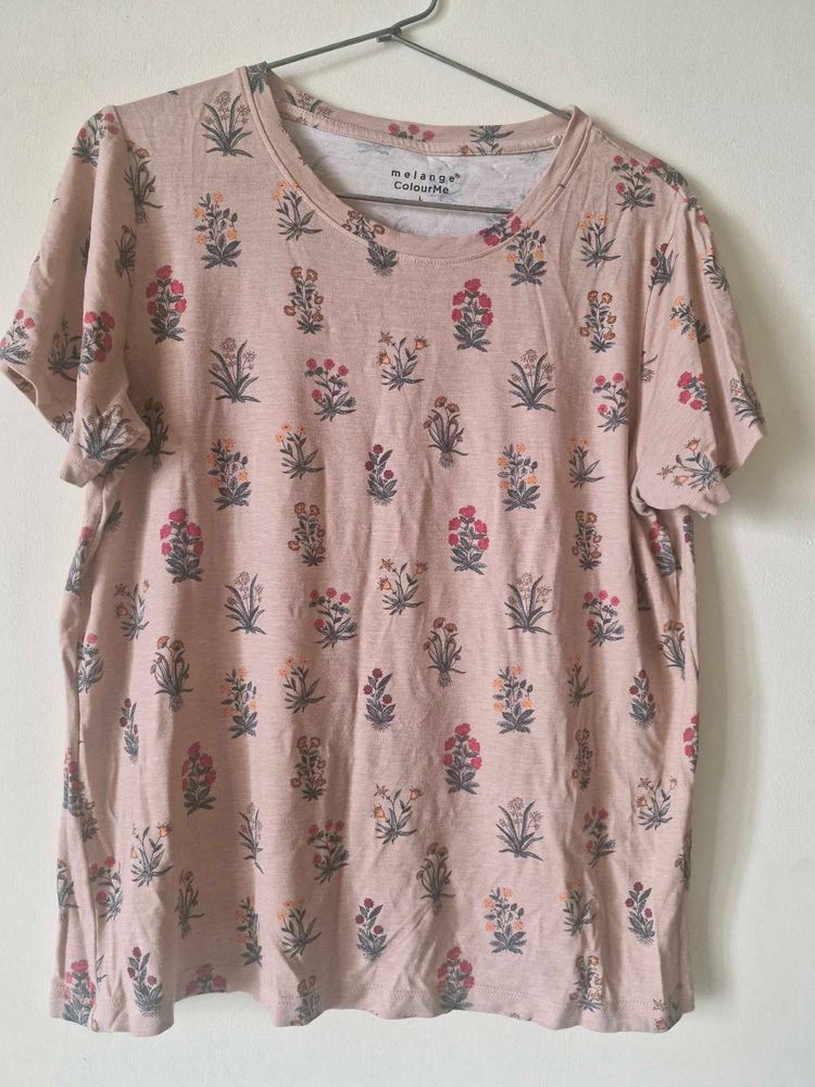 Floral Print T-Shirt and Black tshirt