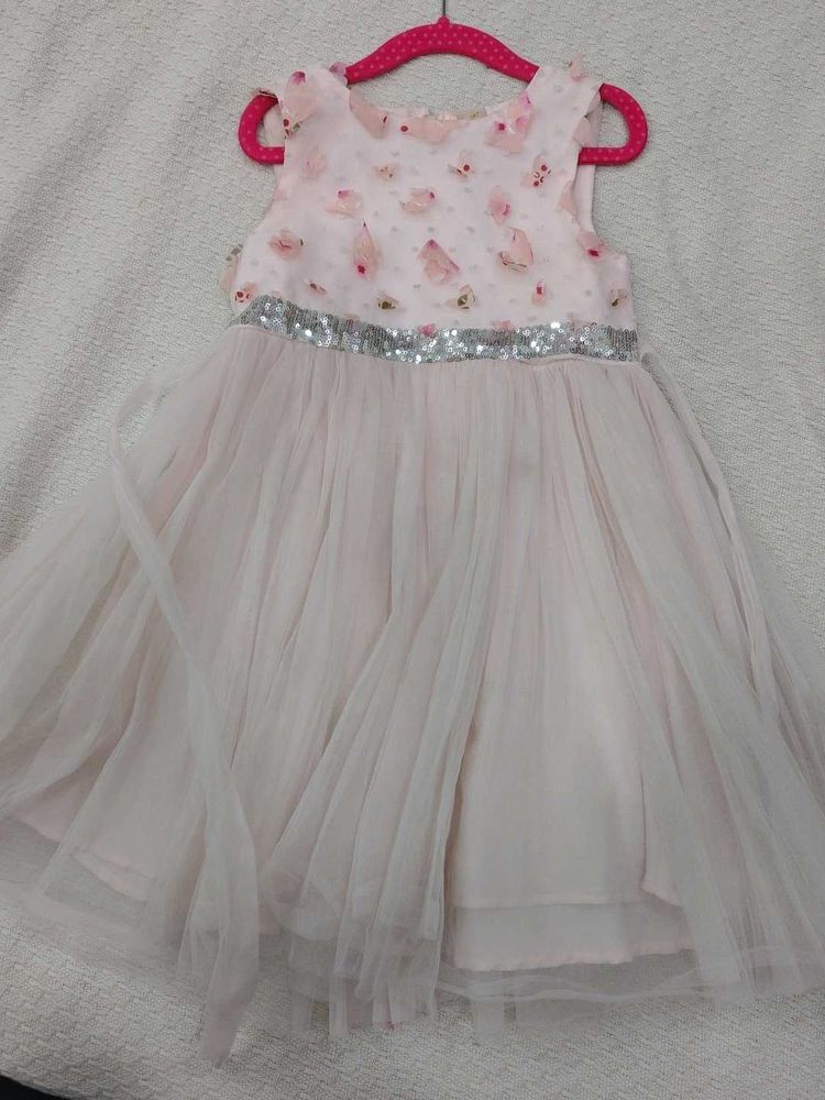 Girls Pink Tulle Dress with Sequins