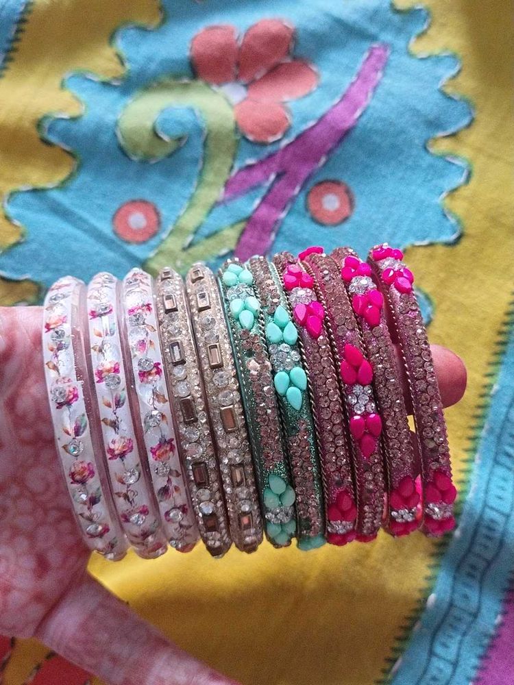 Set of Colorful Embellished Bangles
