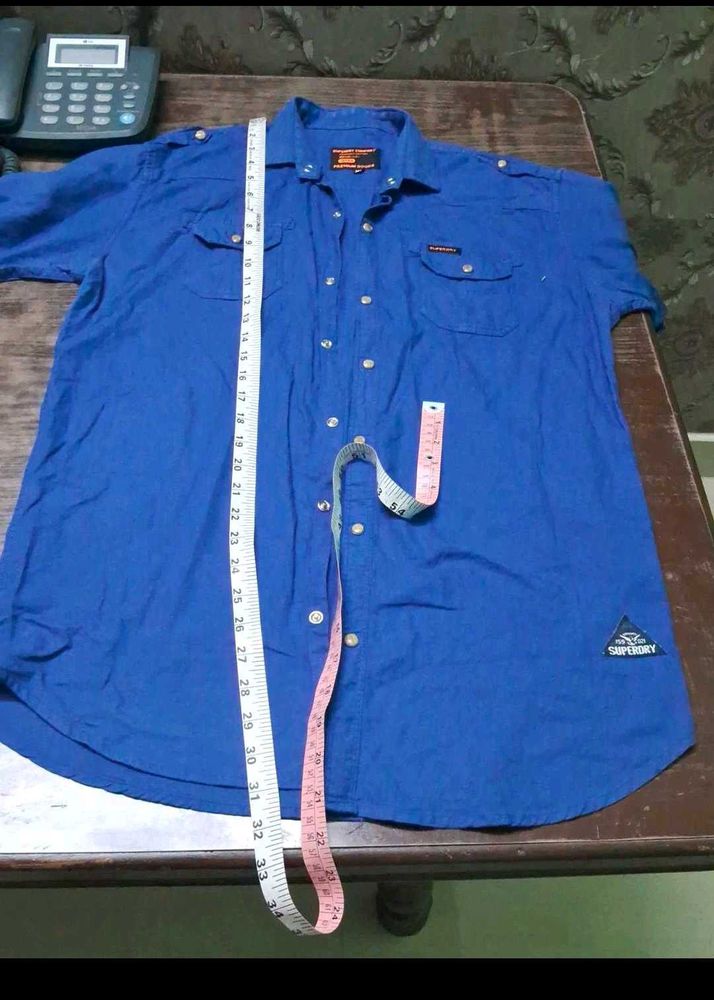 Blue Casual Shirt Mens 2xl Cotton
