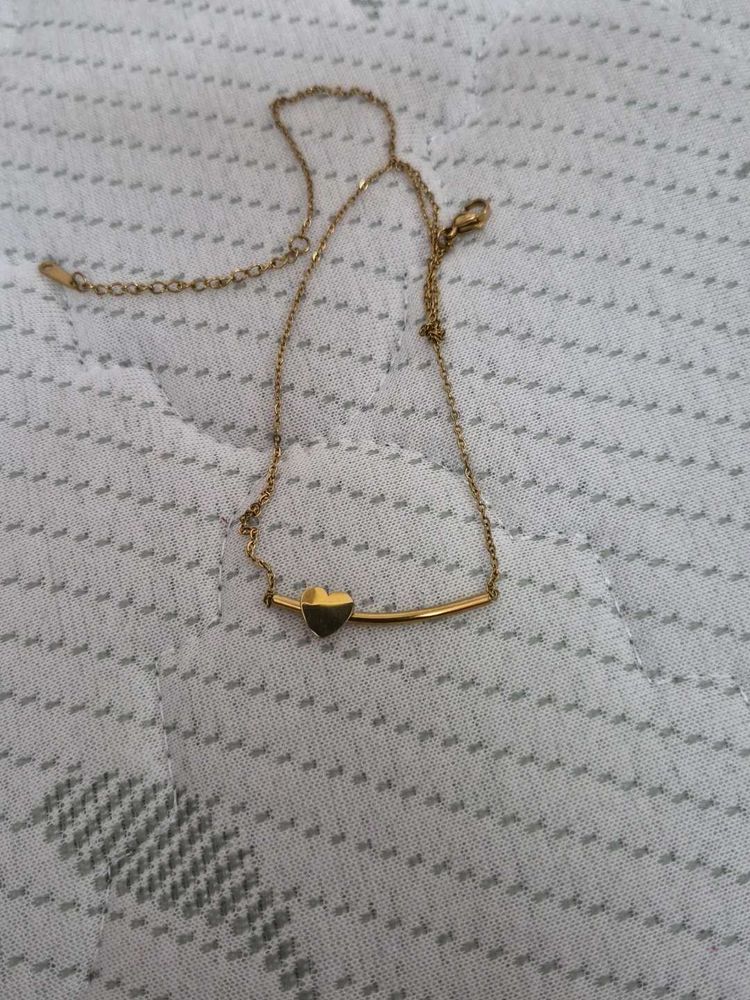 Delicate Gold Heart bar Necklace