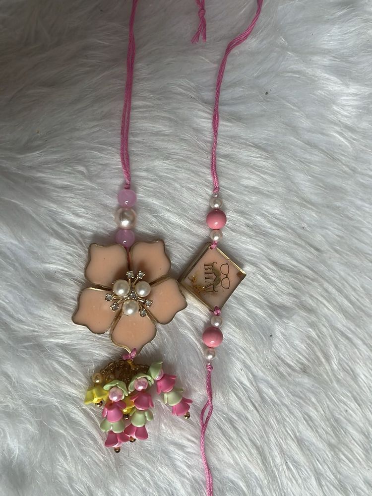 Unique Rakhi Set with Flower Charm