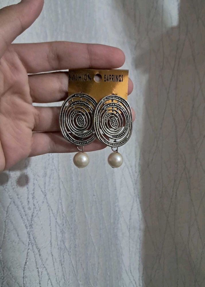 Silver Tone Spiral Drop Earrings