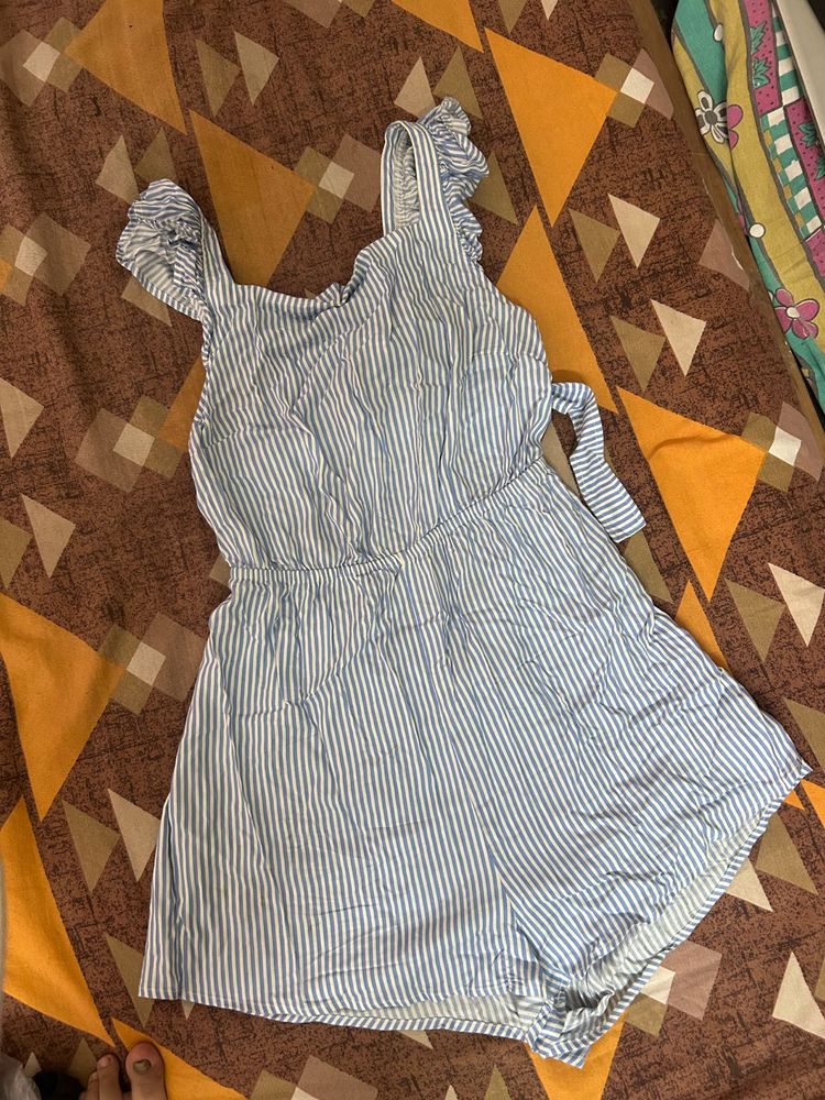 Blue &amp; White Striped Romper