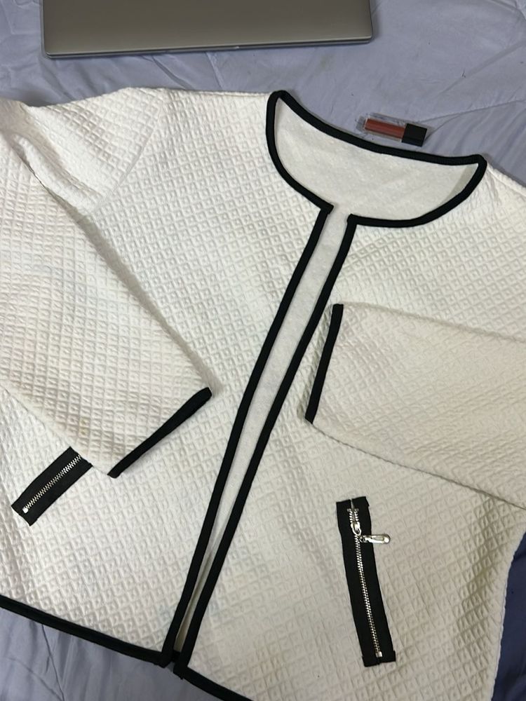 Korean Chic White Quilted Jacket for SALE
