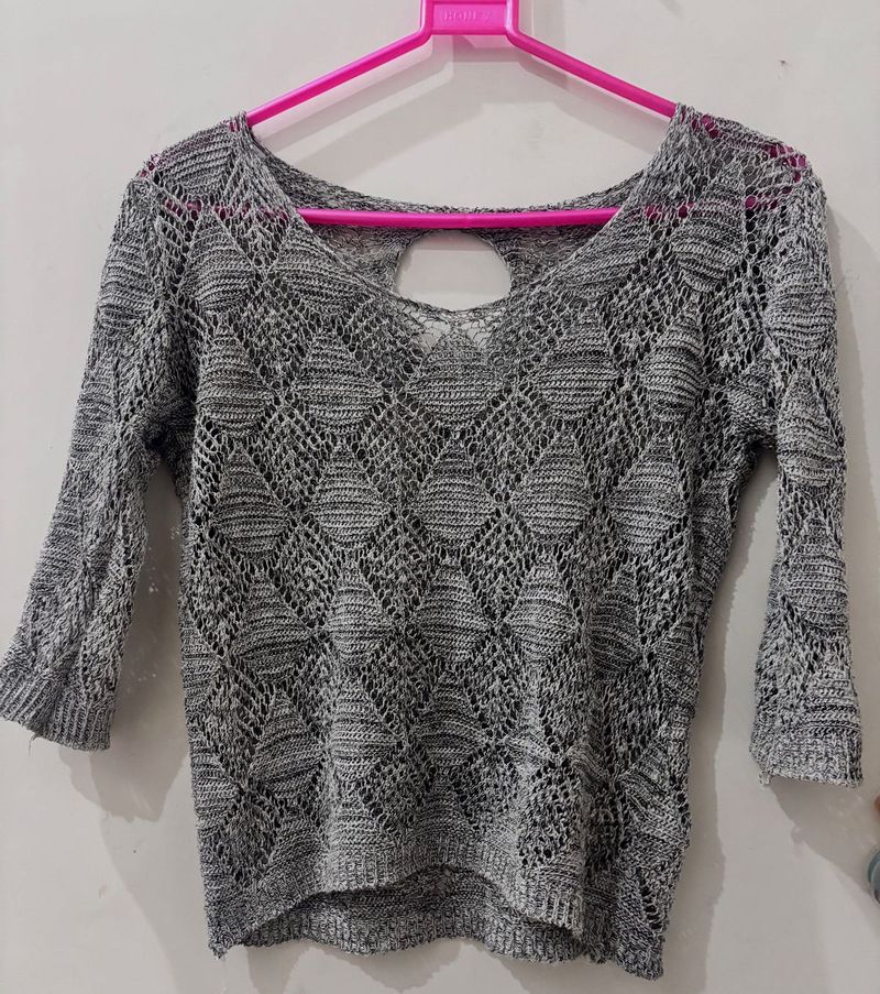 open-knit crochet top