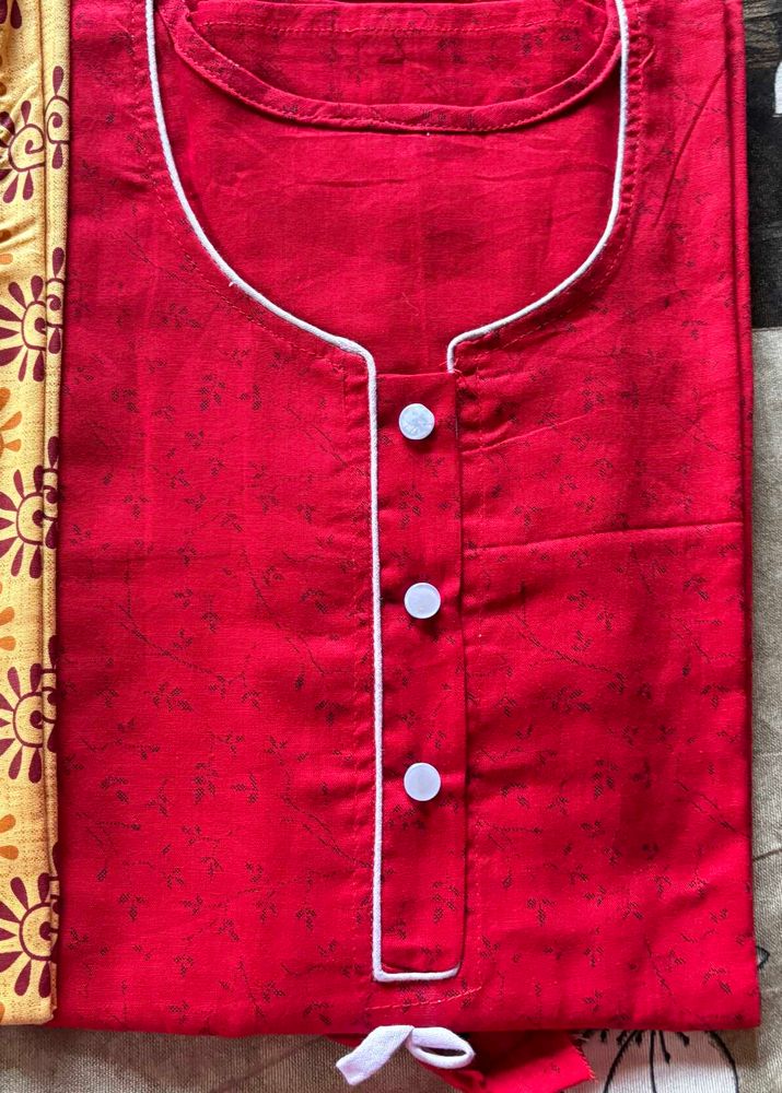 100 percent Pure Cotton Comfortable Red Night Suit