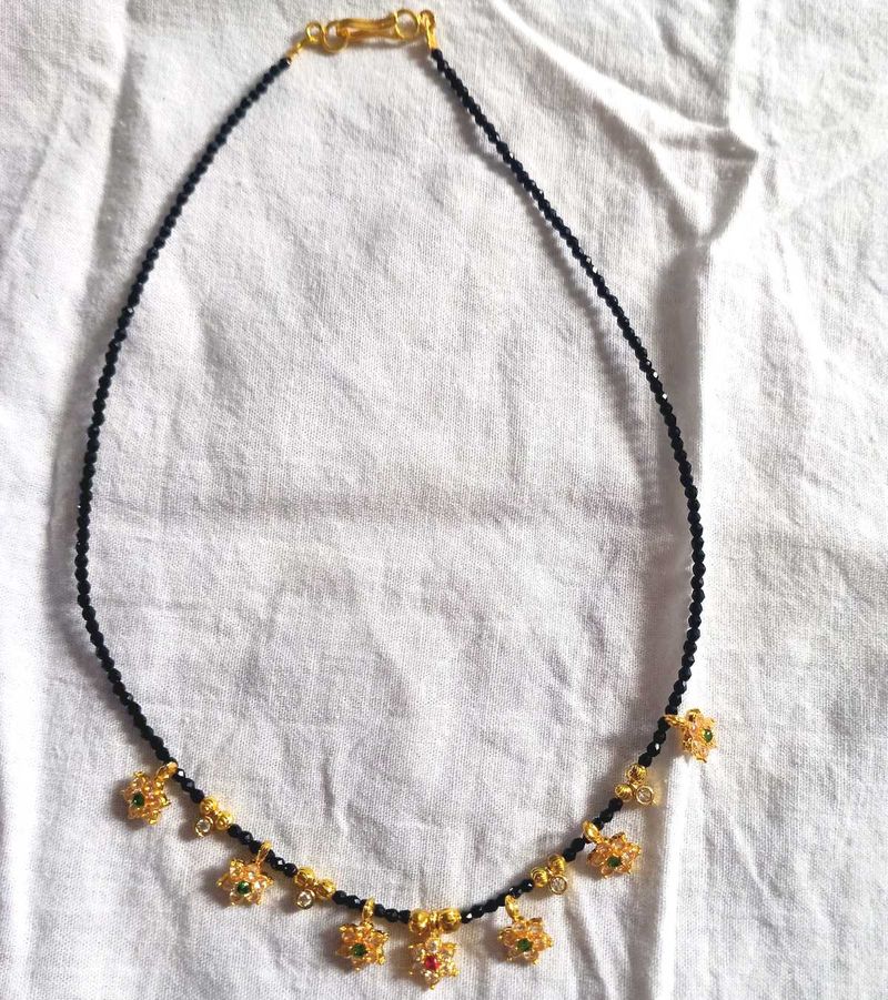 Elegant Black Beaded Necklace with Pendants