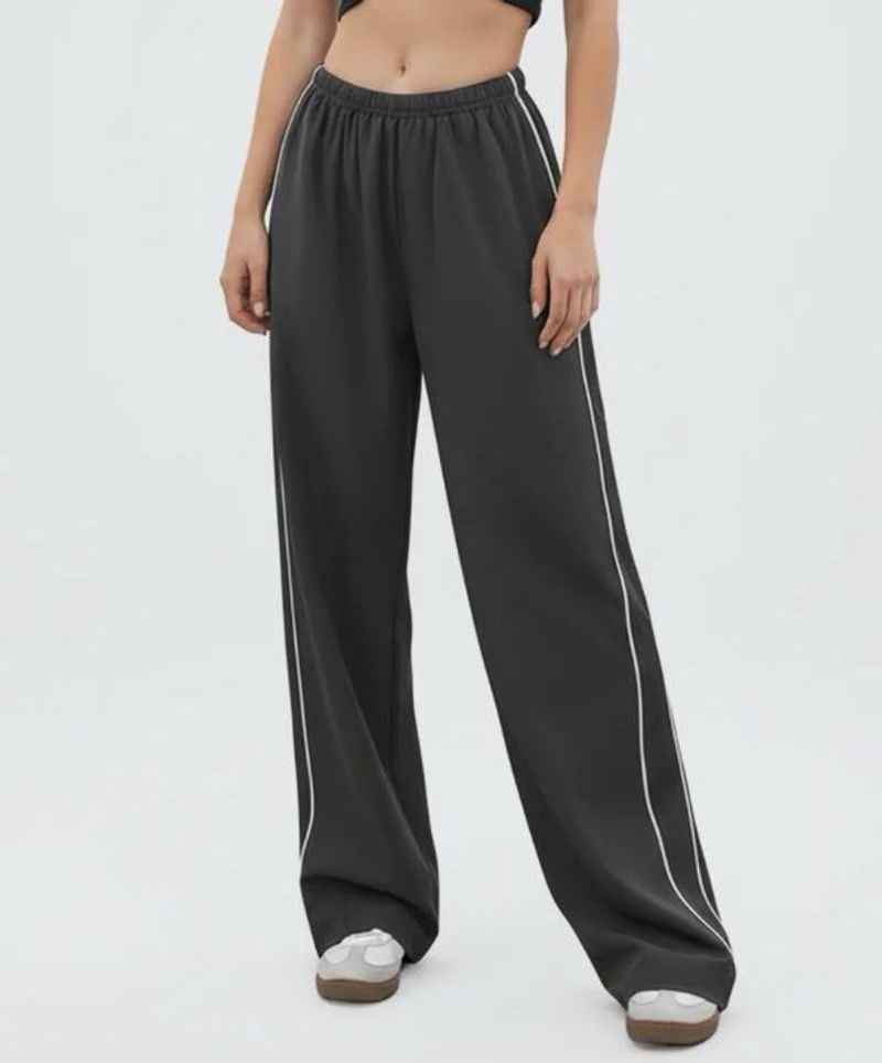 Wide Leg Track Pants with Side Stripe