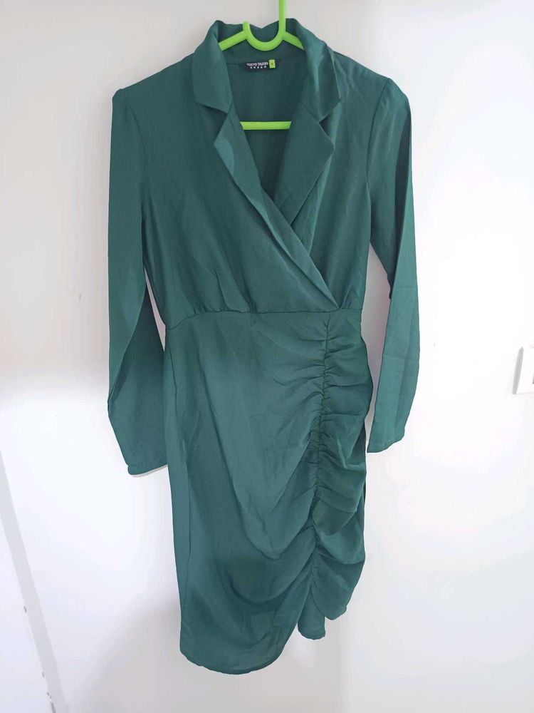 Emerald Green Ruched Blazer Dress