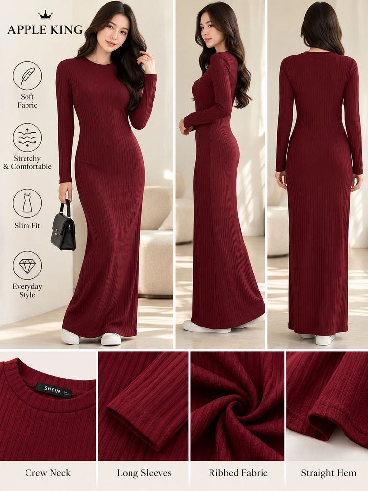 Ribbed Long Sleeve Maxi Dress