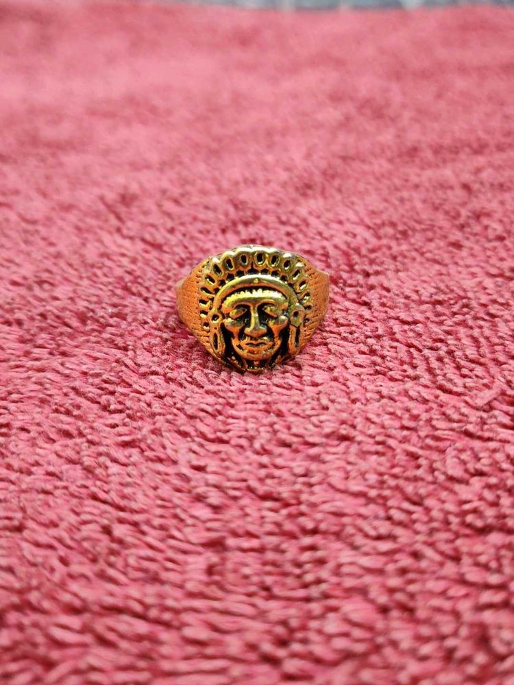 Gold Tone Indian Chief Ring