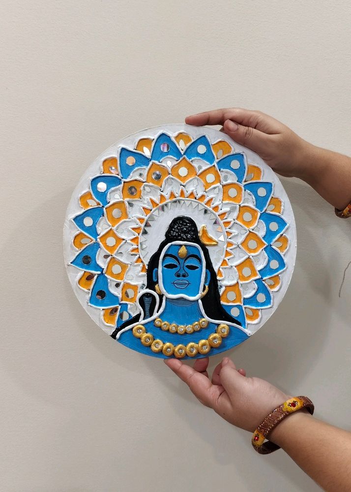 Handmade Adiyogi Clay Painting On MDF