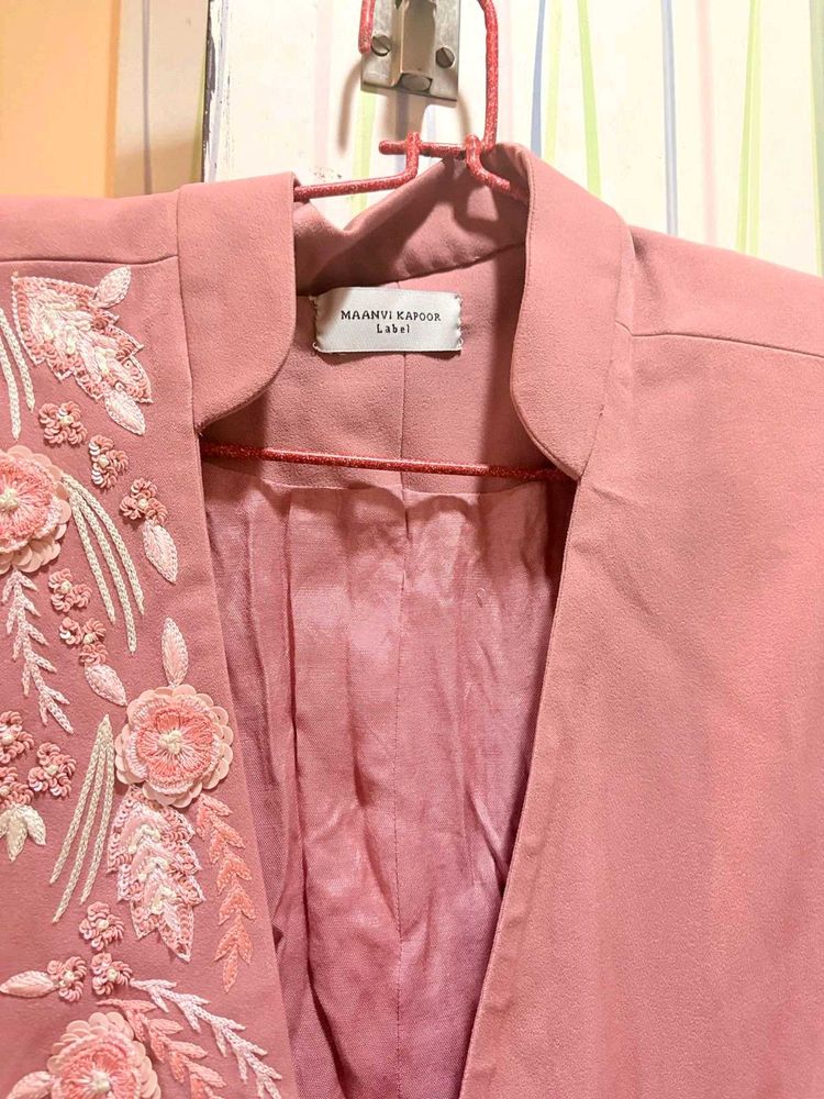Embroidered Pink Blazer