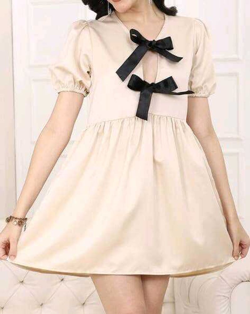 Cute Bow-Accented Mini Dress