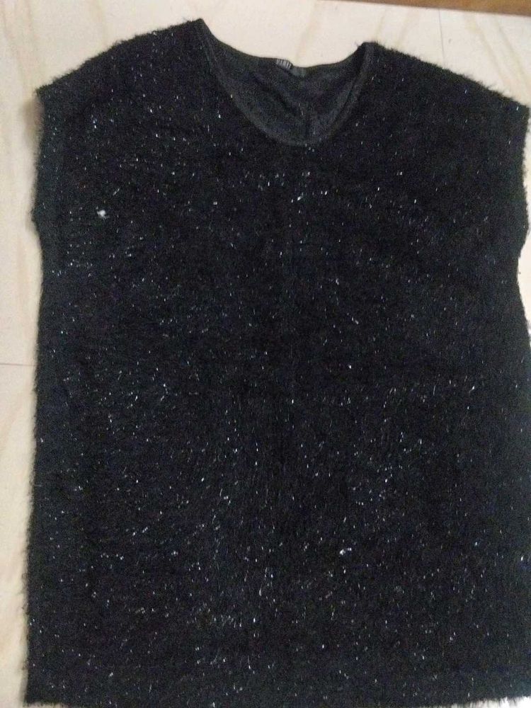 Sparkly Black Tunic Top