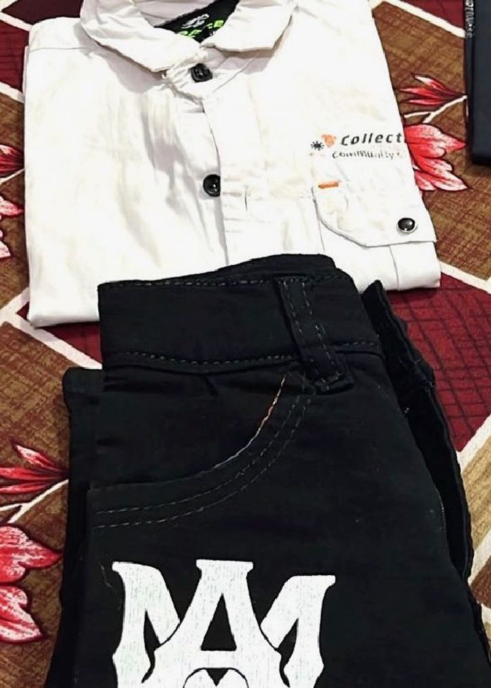 Babyboy White Shirt and Black Jeans Combo