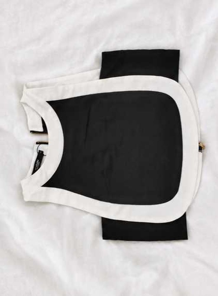 Black and White colour blocked Top