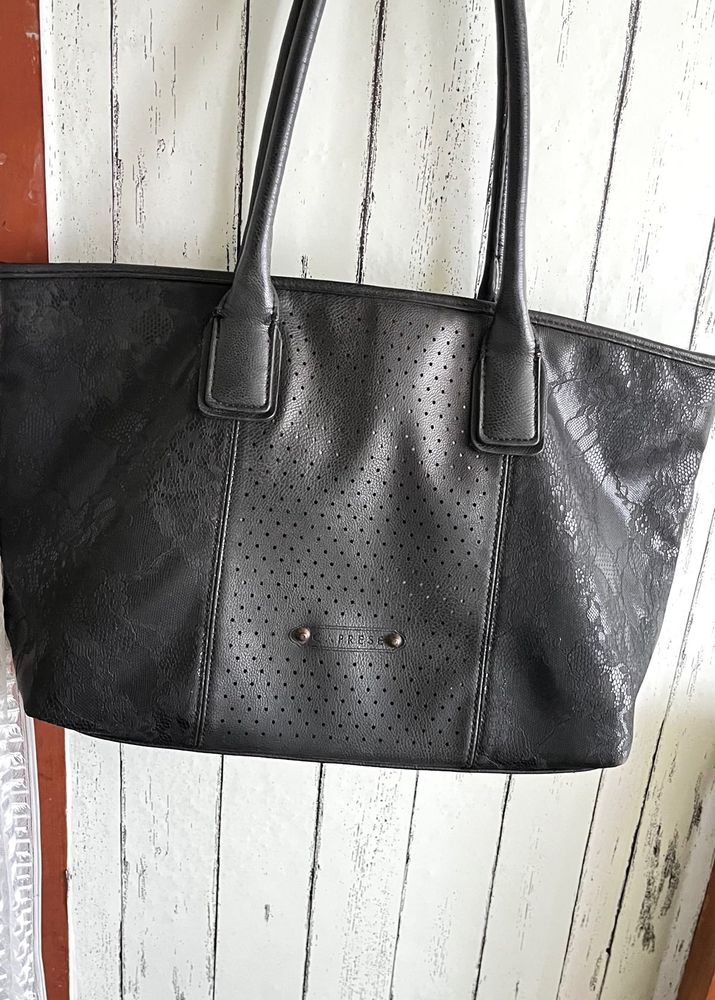 Caprese Black Leather shoulder Bag