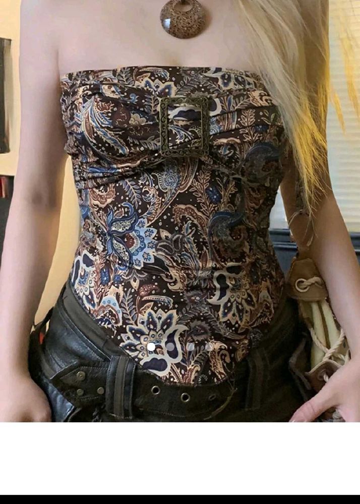 Savana Paisley Print Buckle Tube Top